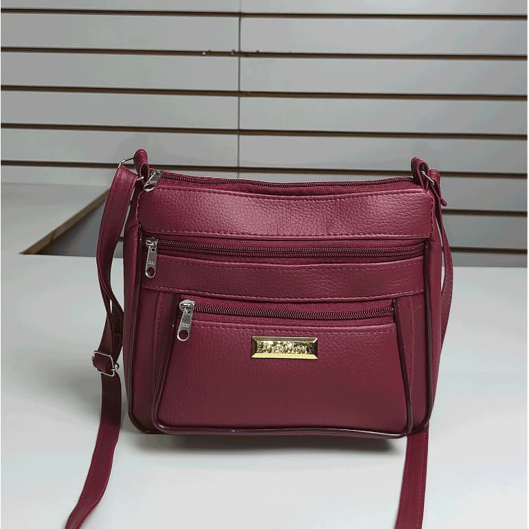 Bolsa Feminina Transversal Pequena com Bolsos e Zíper - Bolsa Casual de Ombro