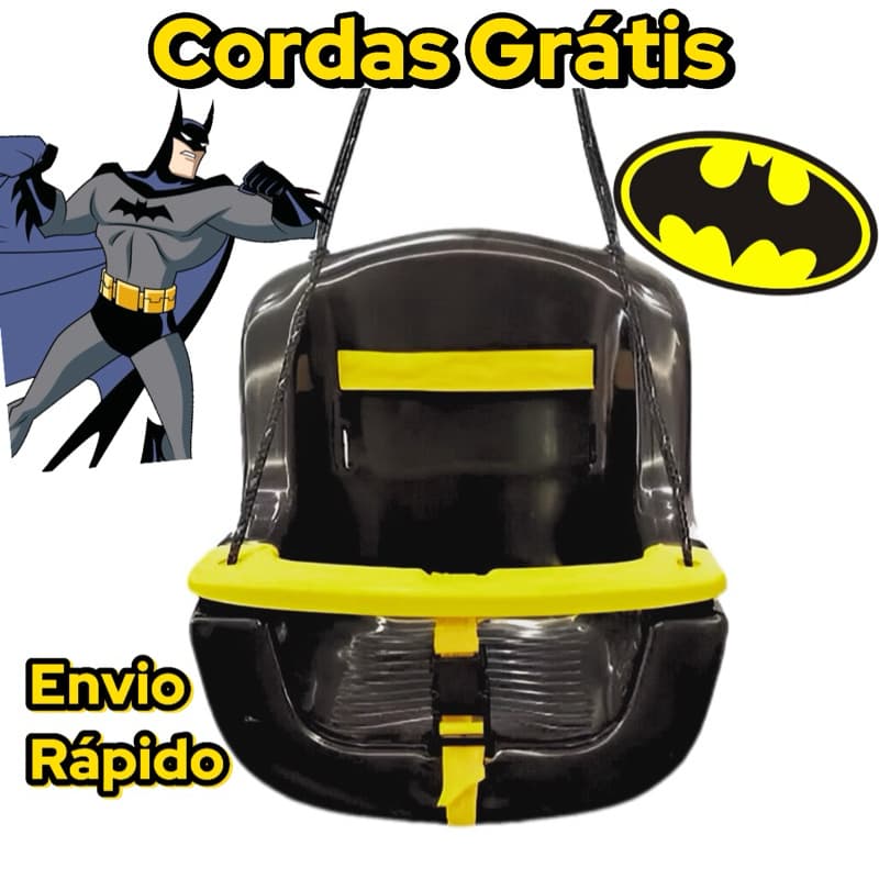 Balanço Plástico Infantil Batman Bebê Com Cinto Corda Grátis