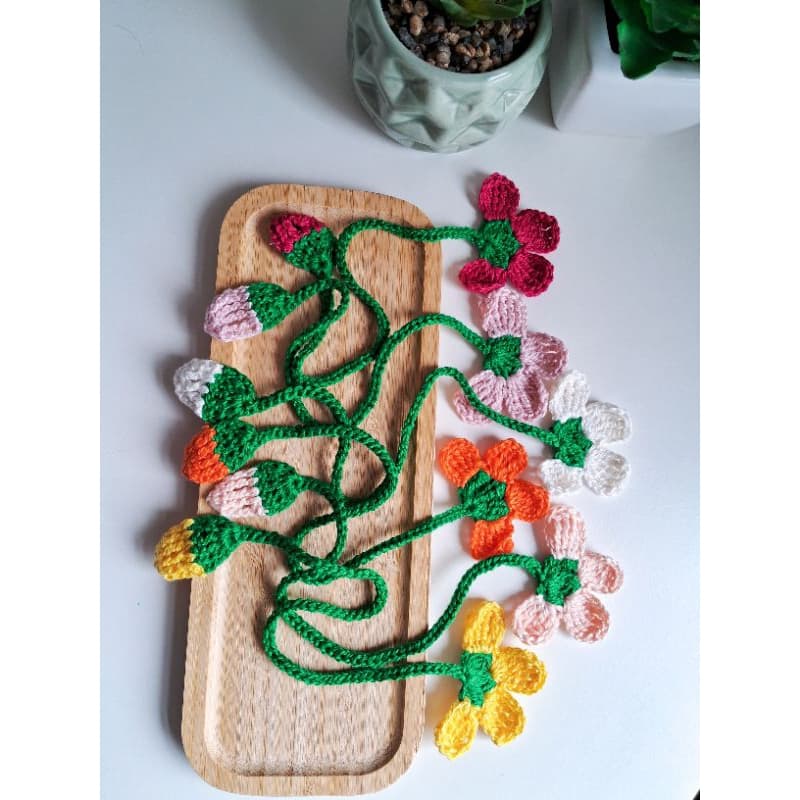 Kit Marcador de Páginas para Livros feito em Crochê Flor com 6, 9, 12 ou 24 unidades