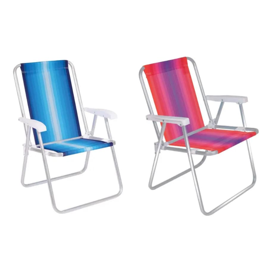 Cadeira De Praia MOR Alta 100% Alumínio Super Resistente Praia Verão Piscina Dobrável - Original Mor