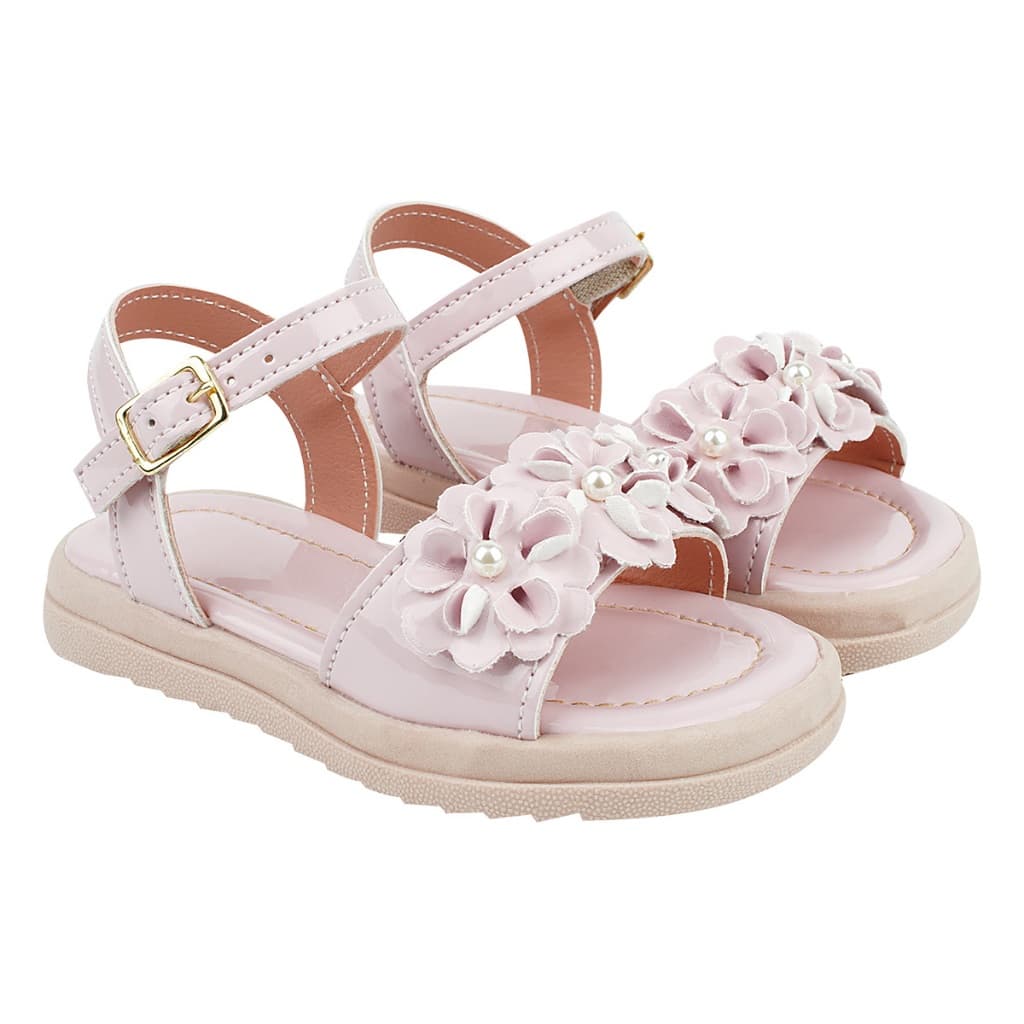 Sandália Infantil Menina Plana Moda Verão Moderna Confortável Delicada com Flores