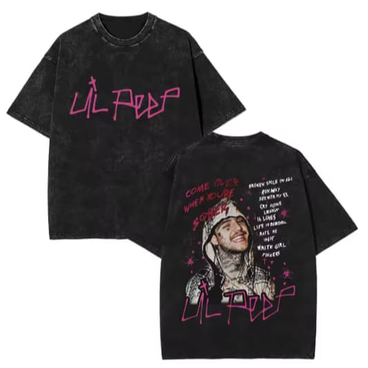 Camiseta Camisa Blusa Algodão Unissex rapper lil peep dupla face