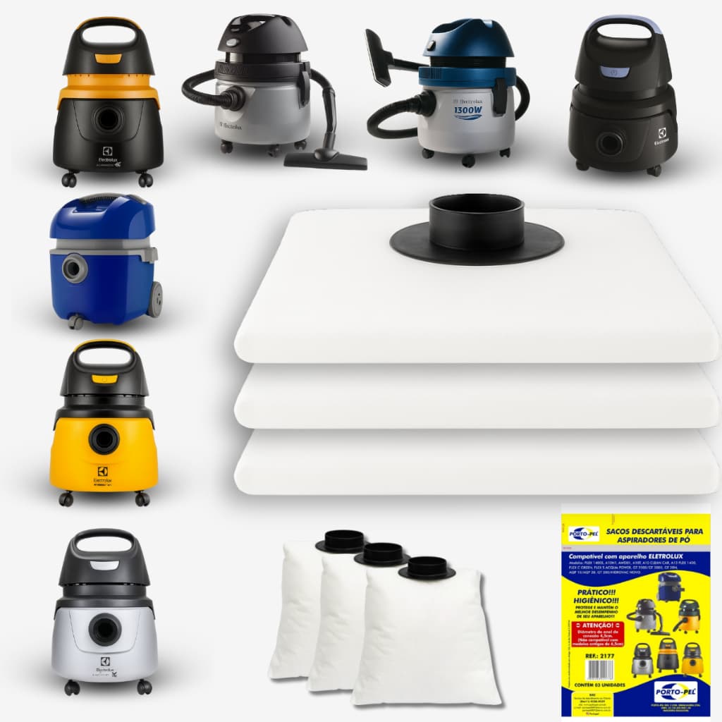 Saco Aspirador De Pó Electrolux Descartável 3 Unidade AQP10 AQP20 A10N1 FLEX 1400S AWD01 ACQUA POWER