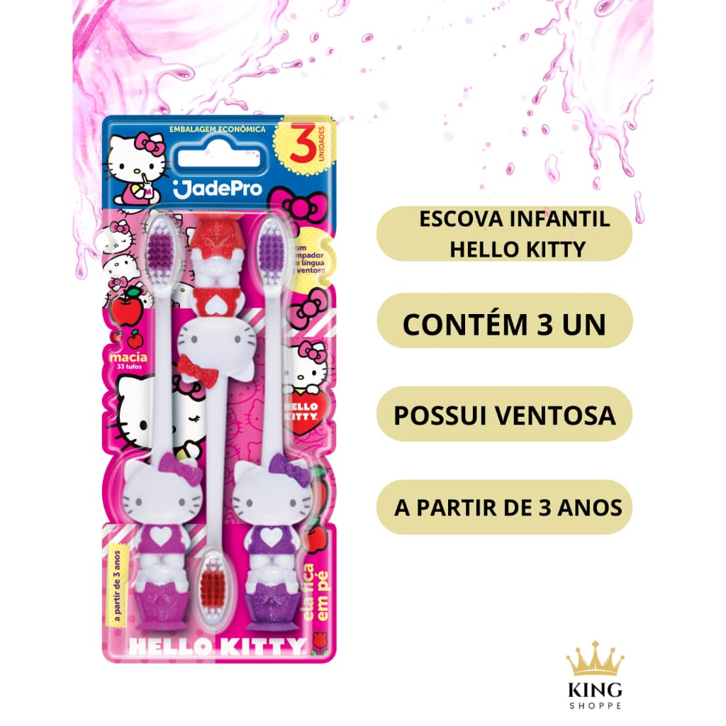 ESCOVA DE DENTE INFANTIL HELLO KITTY C/ 3UN - JADEPRO