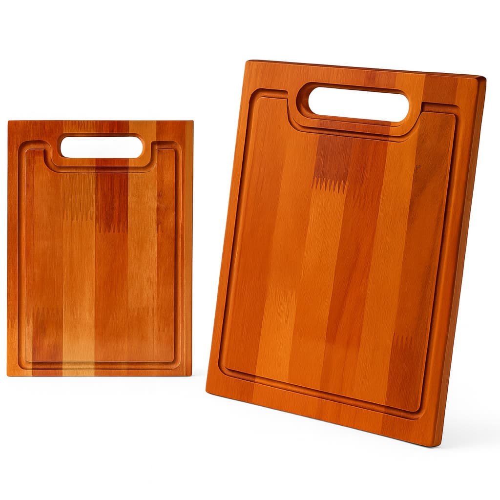Kit 2 Tábuas de Madeira – Tábua Média e Grande para Cortar Carne, Churrasco e Cozinha