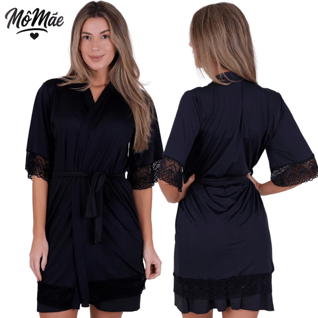 Robe Feminino Longo de Luxo Modelo Kimono com Detalhes em Renda Elegante e Confortável