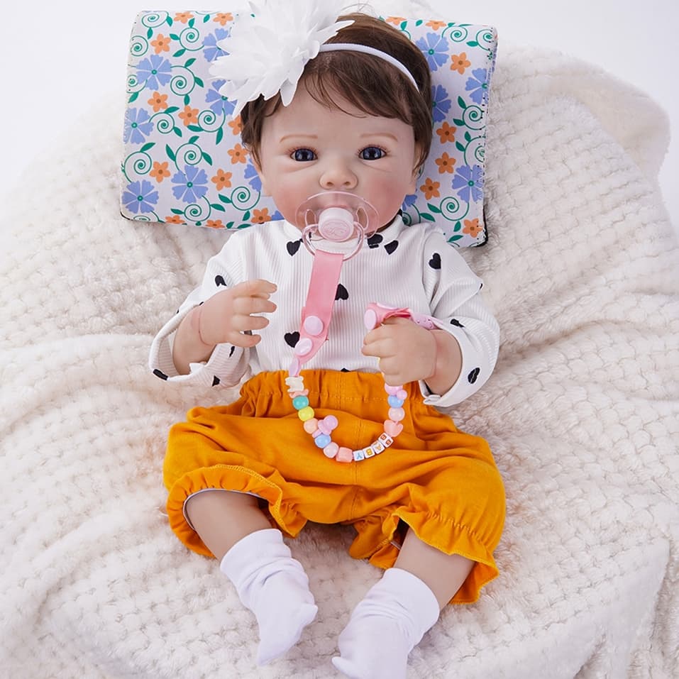 Bebê Reborn Boneca Silicone 48cm Bettie Menina Ohlo Azul