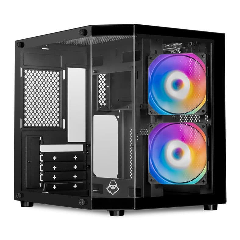 Gabinete Gamer Aquário Mancer CV700M, Mini-Tower Lateral de Vidro Com 2 Fans  Preto MCR-CV700M-BK-2F