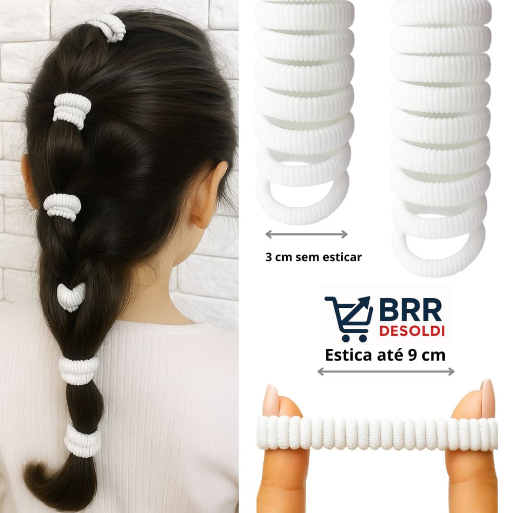 180 Xuxinhas na cor Branca | Rabico Delta | Xuxinha de Cabelo | Elastico |