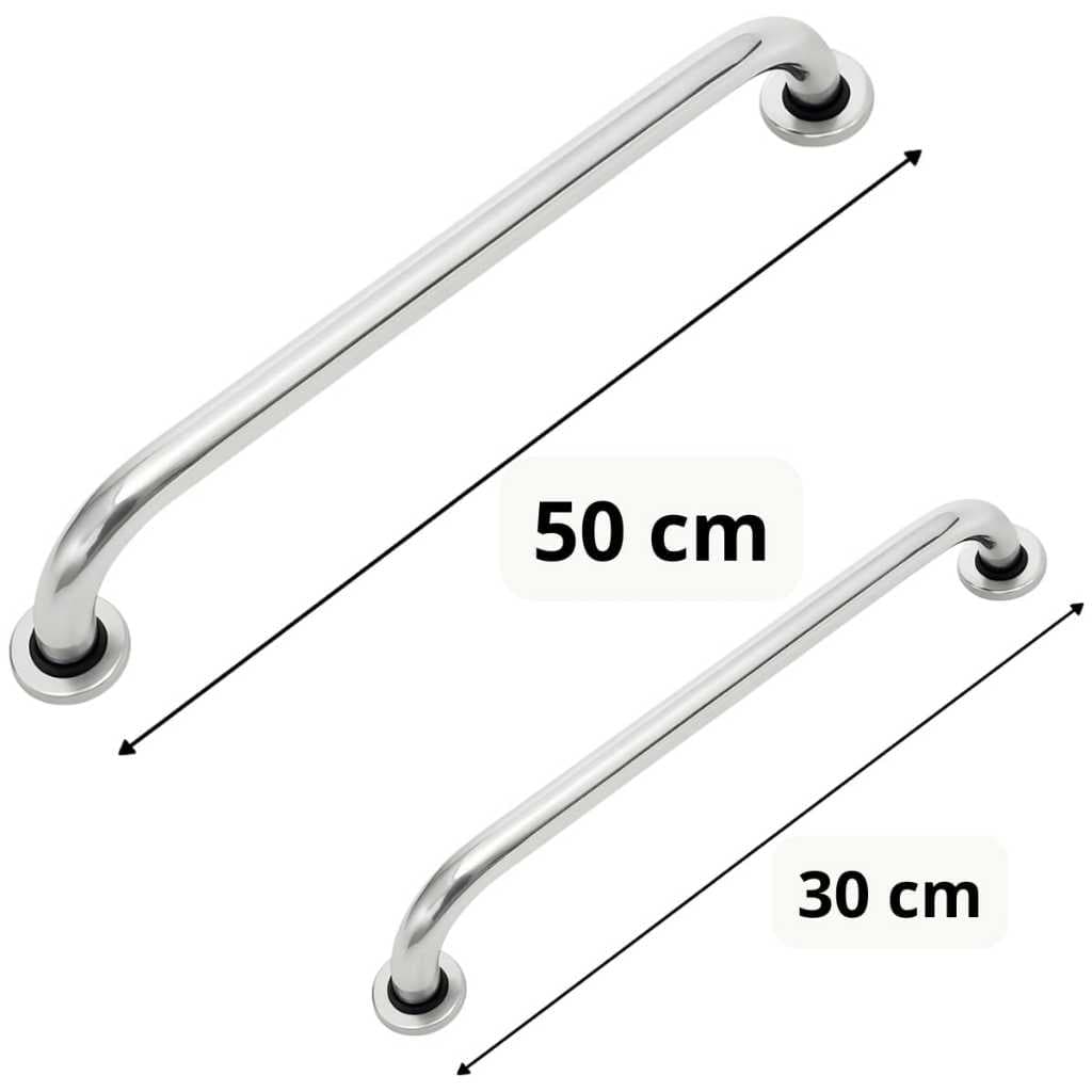Kit 2 Barras de Apoio 50 e 30cm Alça Suporte Deficiente Idoso Banheiro
