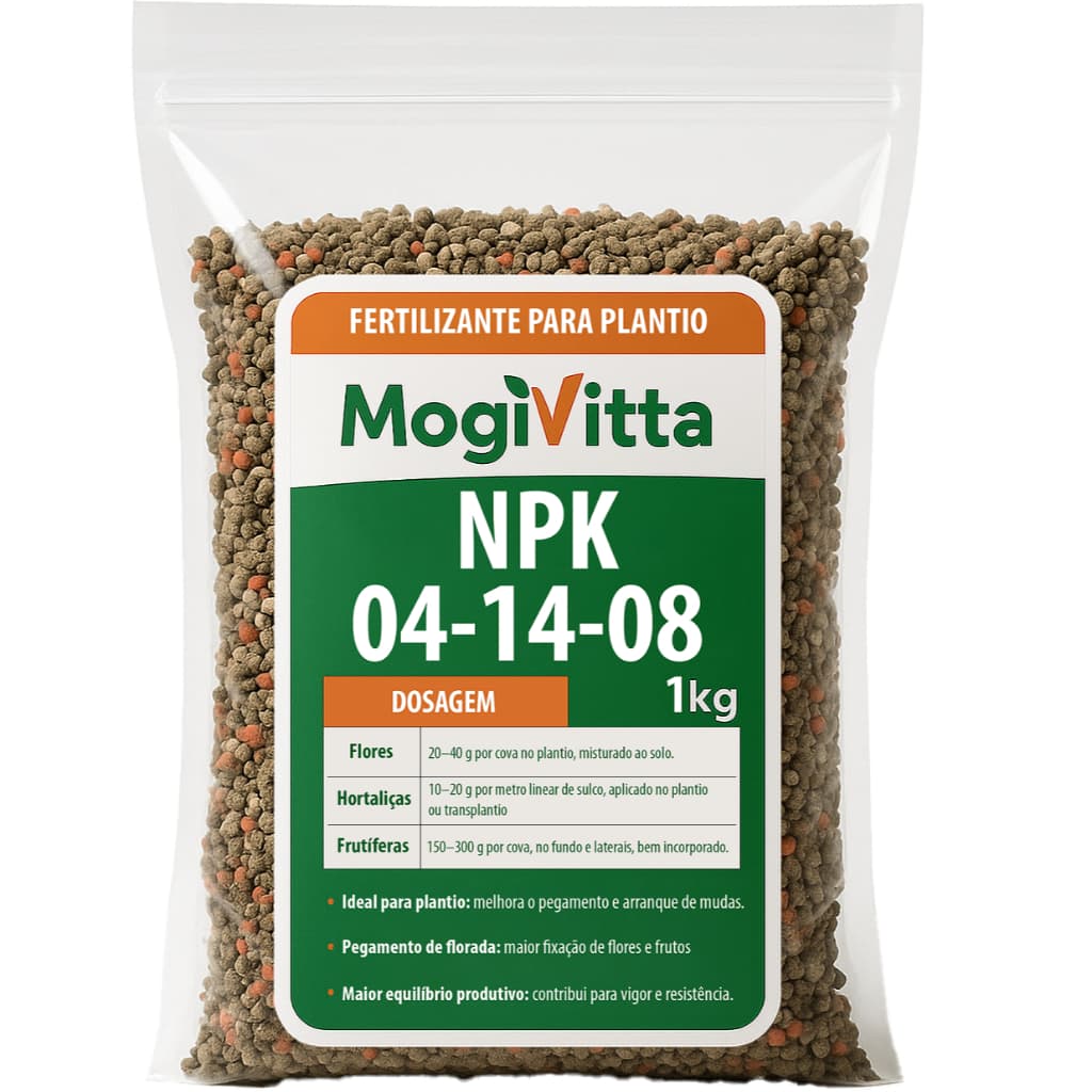 Fertilizante Adubo NPK 04-14-08 - Plantio Germinação e Enraízamento de Plantas - MogiVitta Premium
