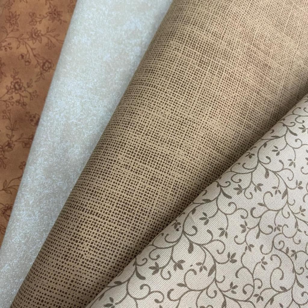 TRICOLINE 100 % ALGODÃO TONS BEGE A MARROM 50CMX1,50MTS PARA COSTURA CRIATIVA, PACHWORK, CARTONAGEM,BONECAS E ARTESANATO