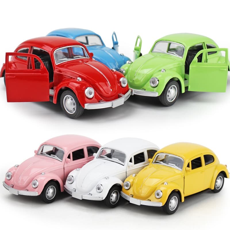Kit 4 Fusca Miniatura De Metal Ferro Carrinho Coleção Fusquinha Fricção Abre Portas