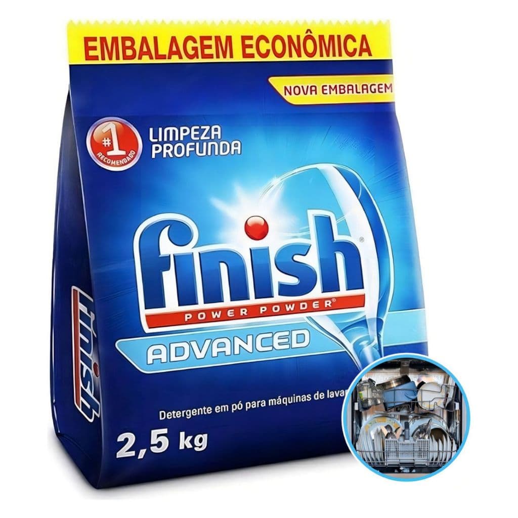 Finish Em Pó 2,5kg Detergente Sabão Para Maquina De Lavar Louça