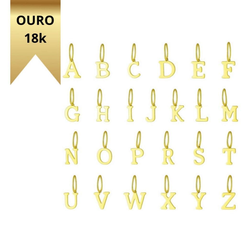 Pingente Ouro 18k Letra Letras Alfabeto 9mm Mini Delicada