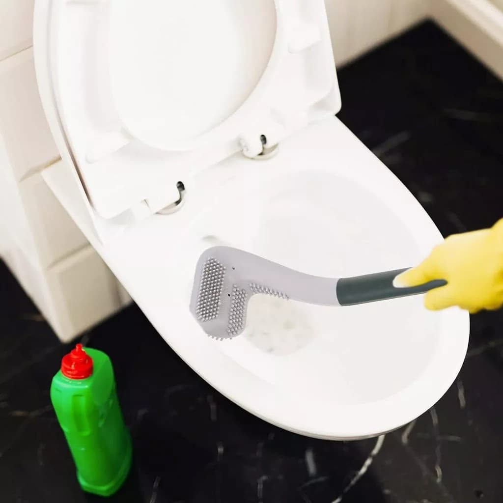 Escova sanitária de silicone de limpar vaso sanitário banheiro prático limpeza privada