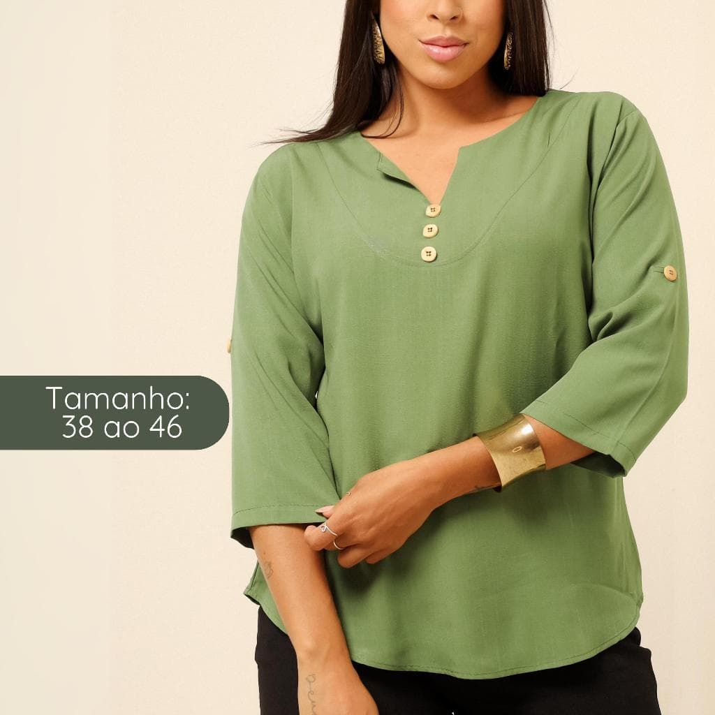Blusa Feminina Camisa Social Manga 3/4 Viscolinho ORIGINAL