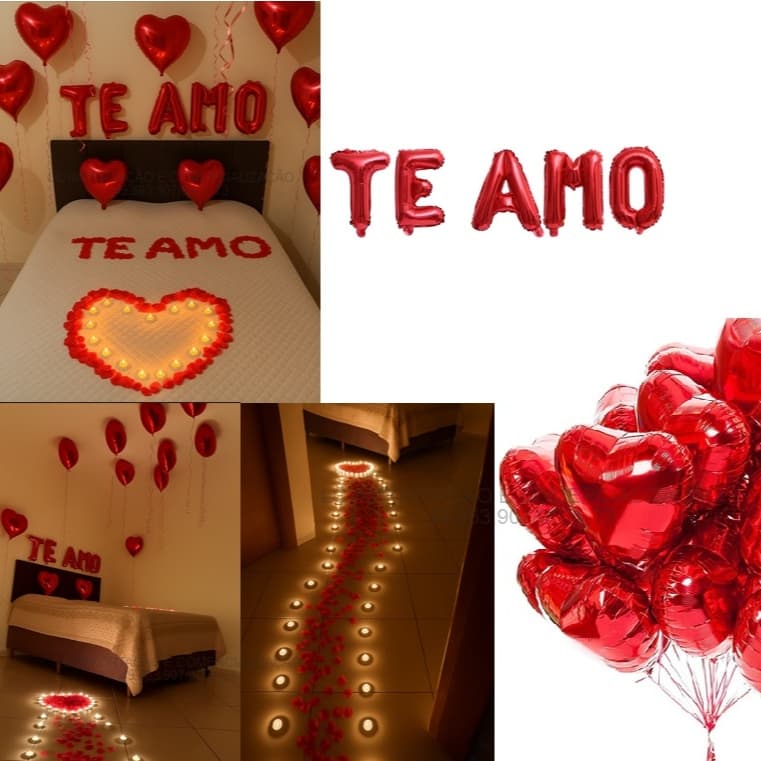 Kit Romântico 300 Pétalas + 6 Balões + Te Amo