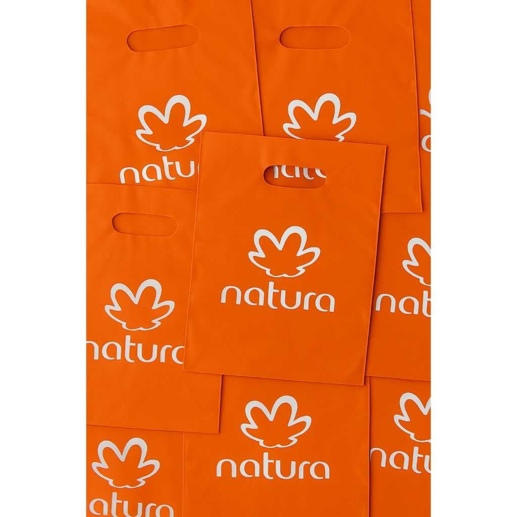 Sacolas Plásticas Com Logo Natura 20x30 Laranja