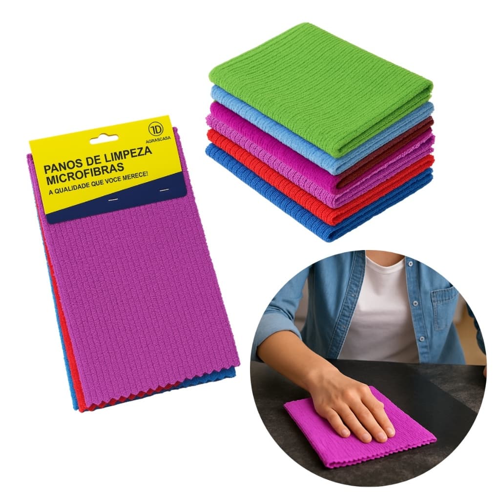Panos De Limpeza Microfibra alta absorção Multiuso 30x30 para cozinha carro casa vidros