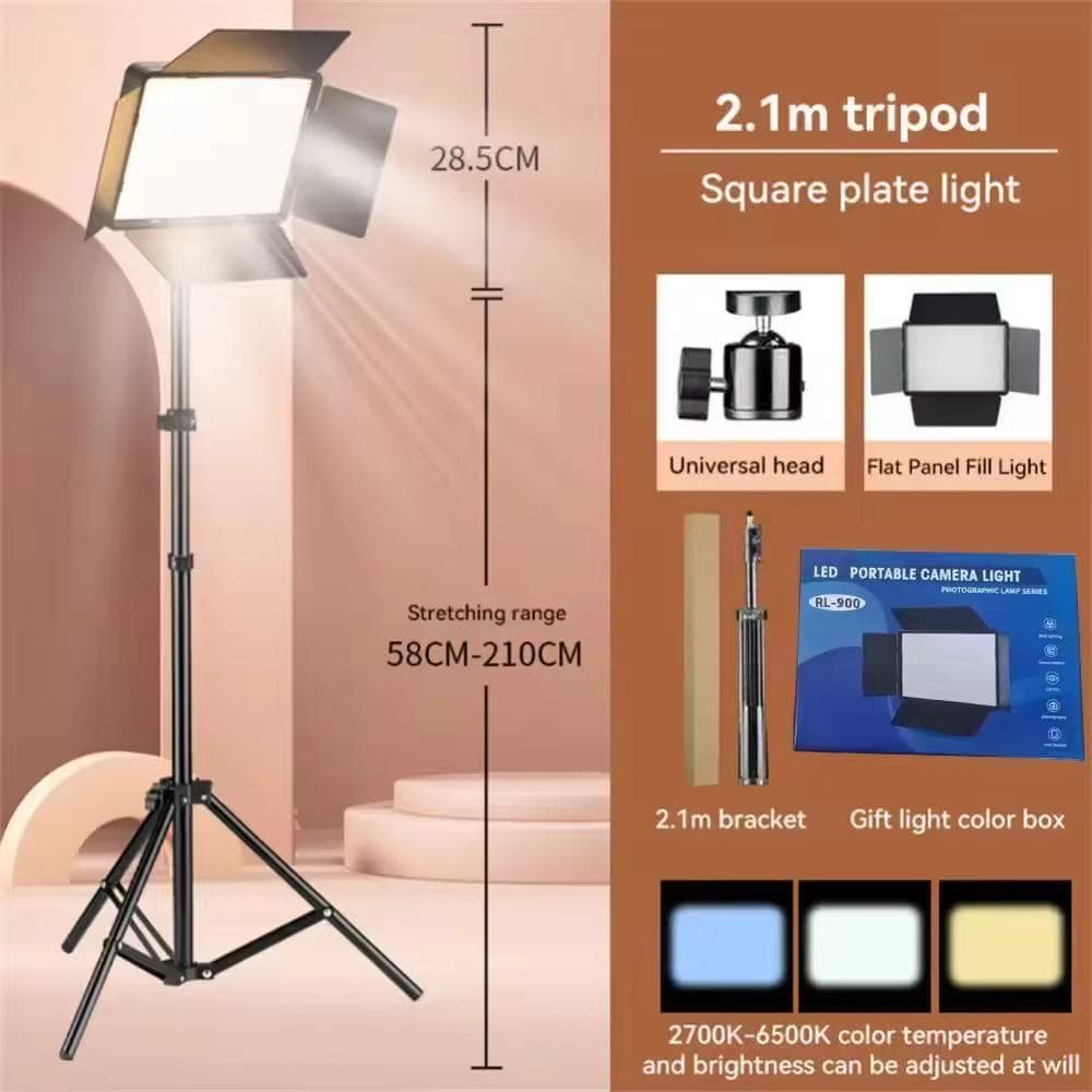 luminação Painel Bicolor Estúdio Led  50w Com Tripe 2.1m +SUPORTE Celula Estrutura Preto Luz Branco-frio e Branco-quente