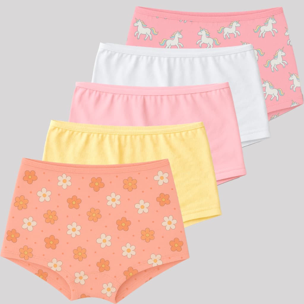Kit 3 Calcinha Box Shortinho Feminina Menina Infantil Juvenil Boxer Calcinhas Algodão Confortável Criança Estampas Sort