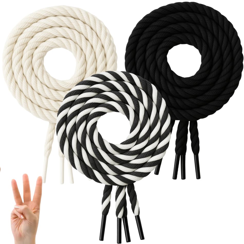 3 Pares de Cadarço Franciscano São Francisco Premium Preto Branco Bicolor 120cm Ultra Troca Calçado