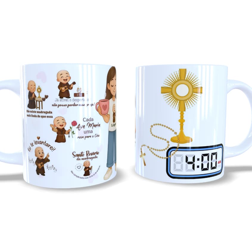 Caneca Quaresma rezando na madrugada