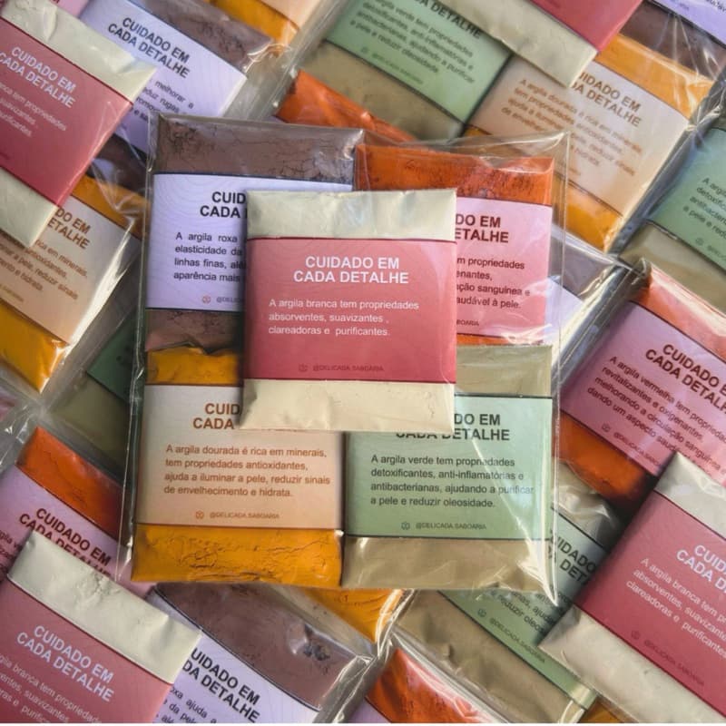 5/10/15/20 Mimo clientes - Sachês de Argilas - para skincare e lembrancinha - Enviado em kit a cada 5 sachês