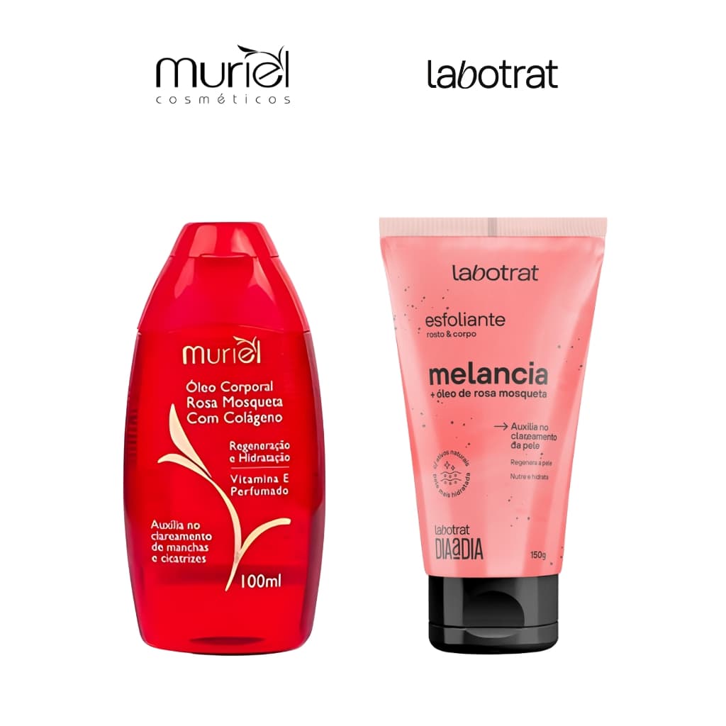 Kit Esfoliante Labotrat Melancia150 gr + Óleo Corporal Muriel Rosa Mosqueta com Colágeno 100ml