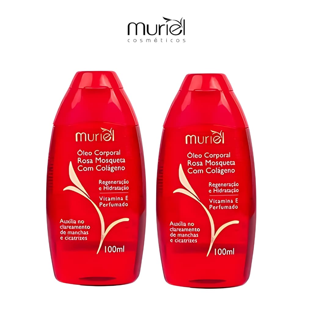 Óleo Corporal ROSA MOSQUETA  Com Colageno  Muriel 100ml  - Kit C/2un