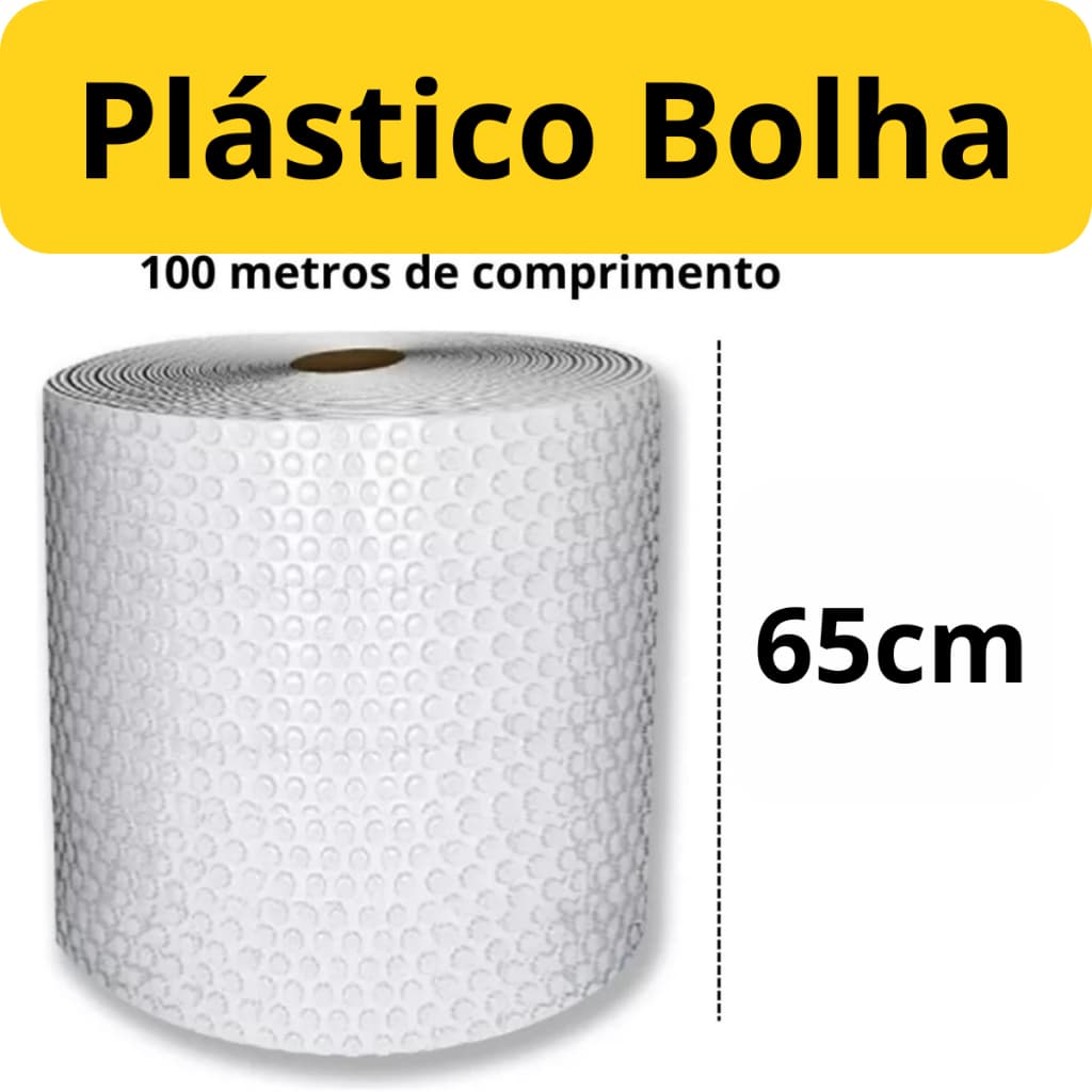 Bobina Plástico Bolha 65cm X 100 metros E-Commerce 25 micras Atacado