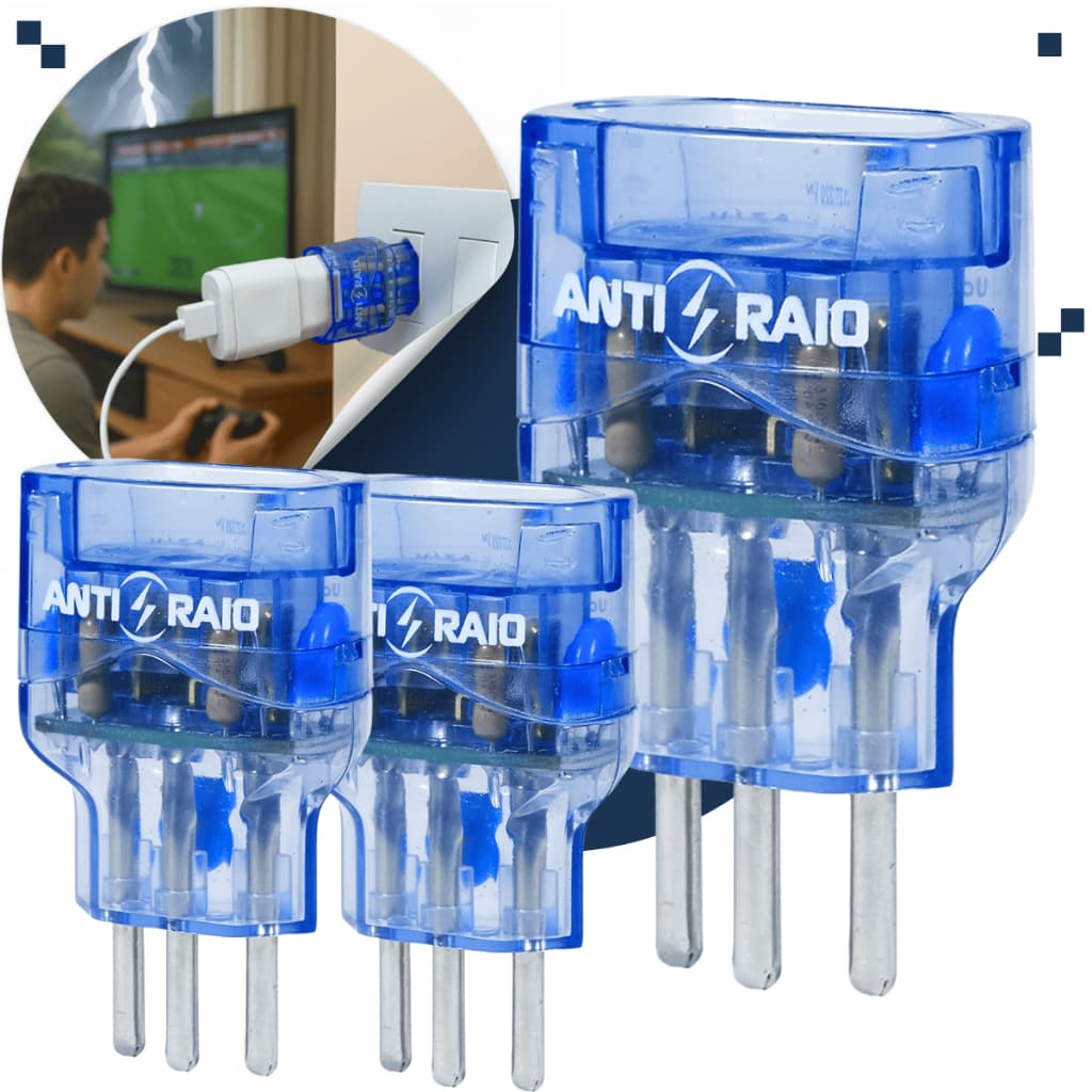 Kit 03 DPS Protetor Elétrico Bivolt Embrastec Anti Raios 10A Tomada Classe III Contra Quedas