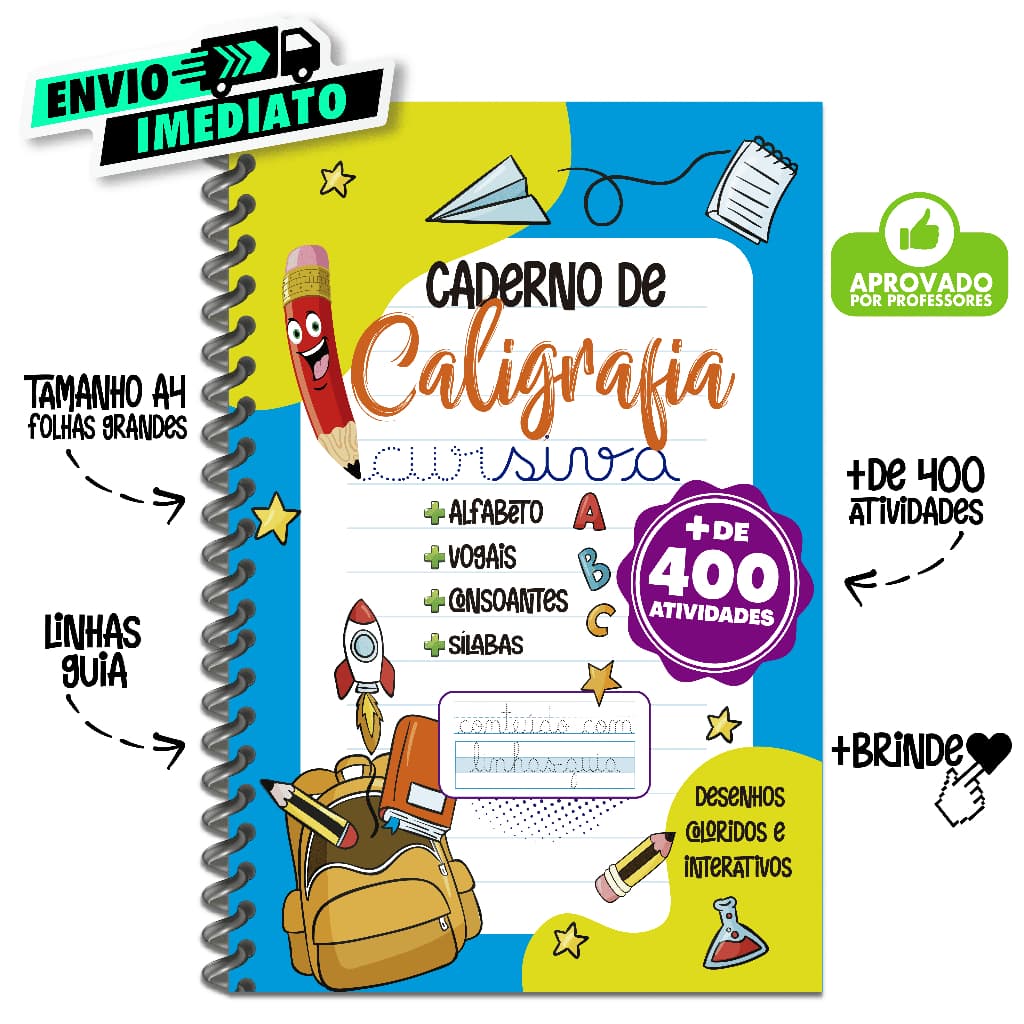 Livro De Caligrafia Infantil Caderno 400 Atividades Letra Cursiva