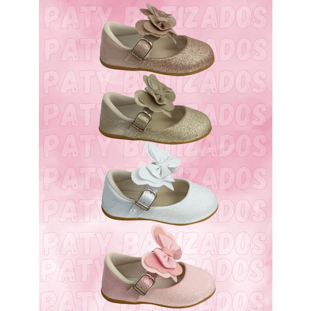 Sapatilha Infantil Bebê Glitter Menina Laço Borboleta - 16 ao 22