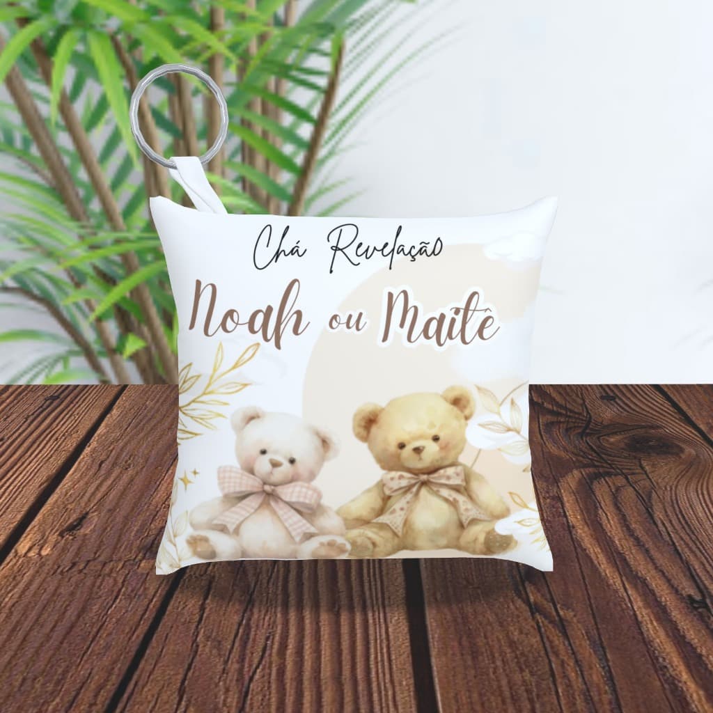 Almochaveiro chá revelação cores neutras arte frente e verso personalizado