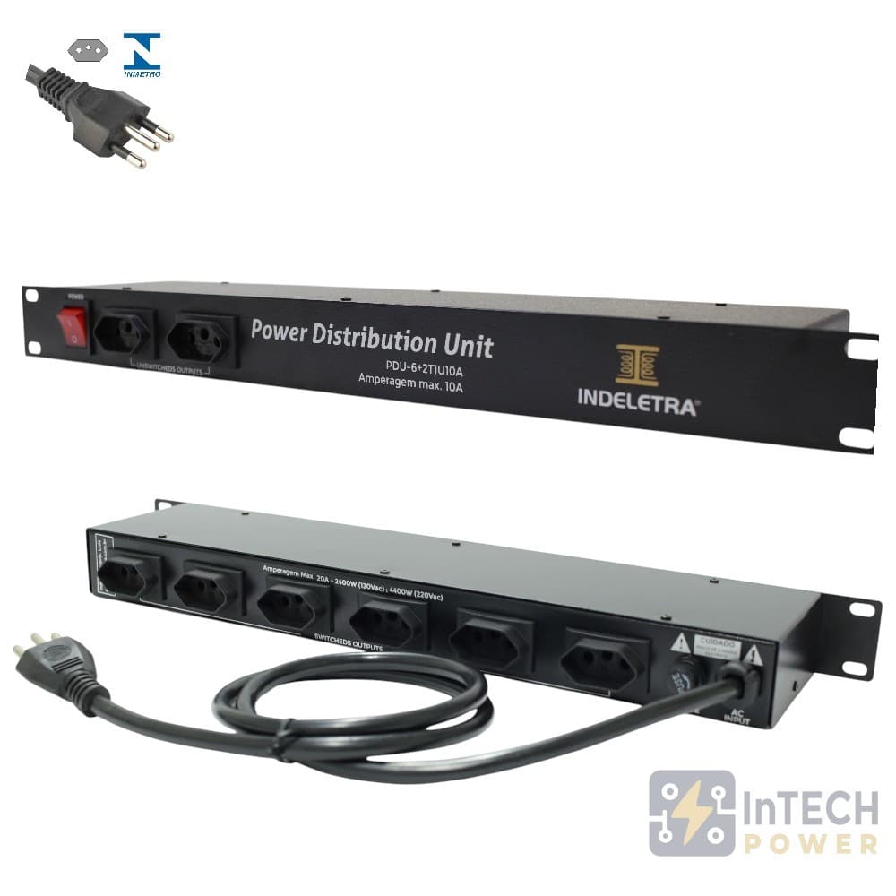 PDU + FLT - UNIDADE DE DISTRIB. DE ENERGIA C/ FILTRO DE LINHA SEM VOLTIMETRO 10A 220V