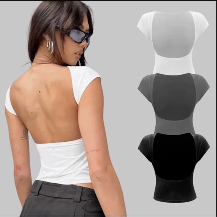 Kit 3 Cropped COSTA NUA Tecido Suplex Manga Curta