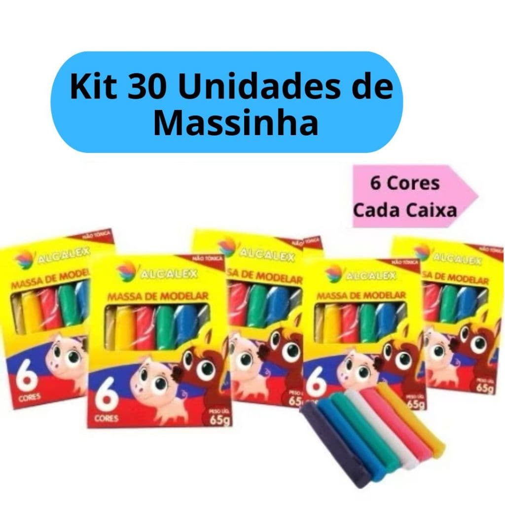 Kit 30 Unidades de Massinha de Modelar 5 Caixinhas 65g cada Lembrancinha Aniversário Festa