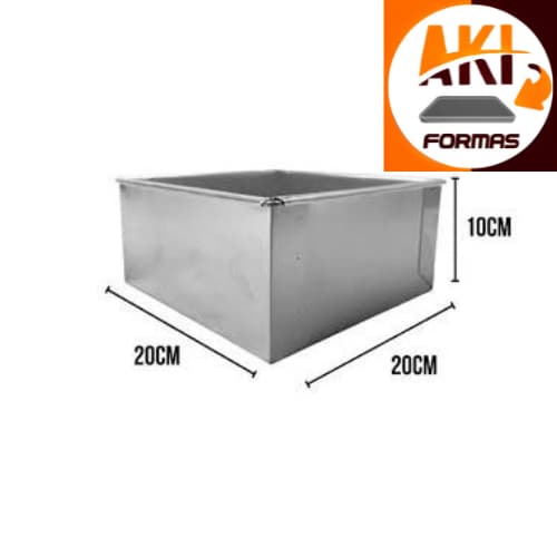FORMA QUADRADA ALTA 20X20X10  FIXA PARA BOLO DE ALUMINIO JA COM NOTA FISCAL   (( CAIXA 1))o