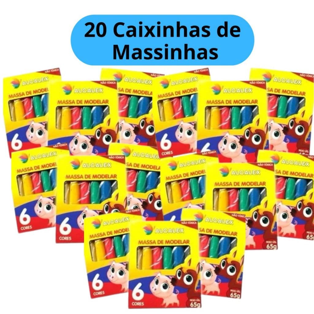 Kit 20 Unidades Massinha de Modelar 65g cada Lembrancinha Festa Aniversário