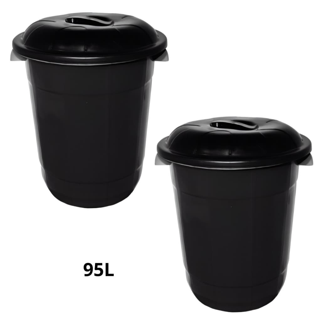 Kit 2 Lixeira Cesto Cestão Cesta Lixo 100 Litros Preto Com Alça Reforçada Inplast