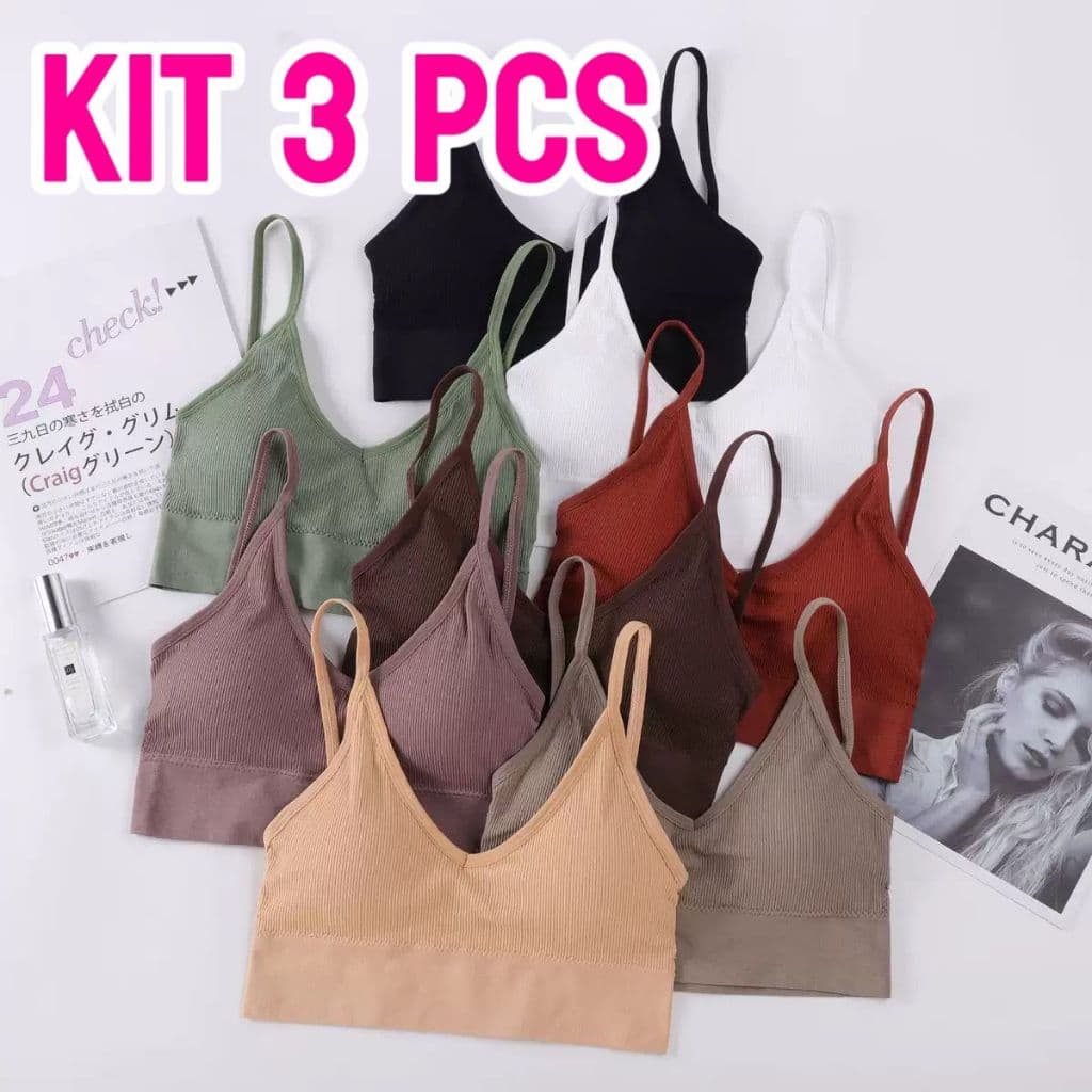 KIT 3 Peças Sutiã Esportivo Beauty-Back com Almofadas Removíveis