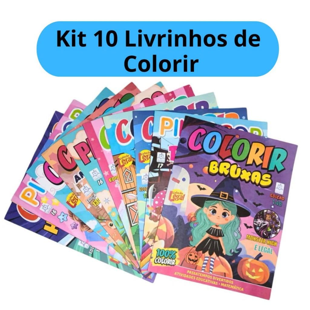 Kit 10 Livrinhos Revistinha Educativo de Colorir Kit Lembrancinha Infantil