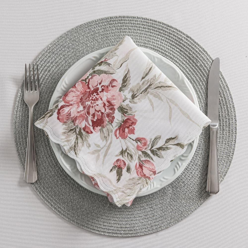 Guardanapo de Tecido Estampado Florido Rosa Lilás Mesa Posta Corte a Laser 40 x 40 cm Decorativo