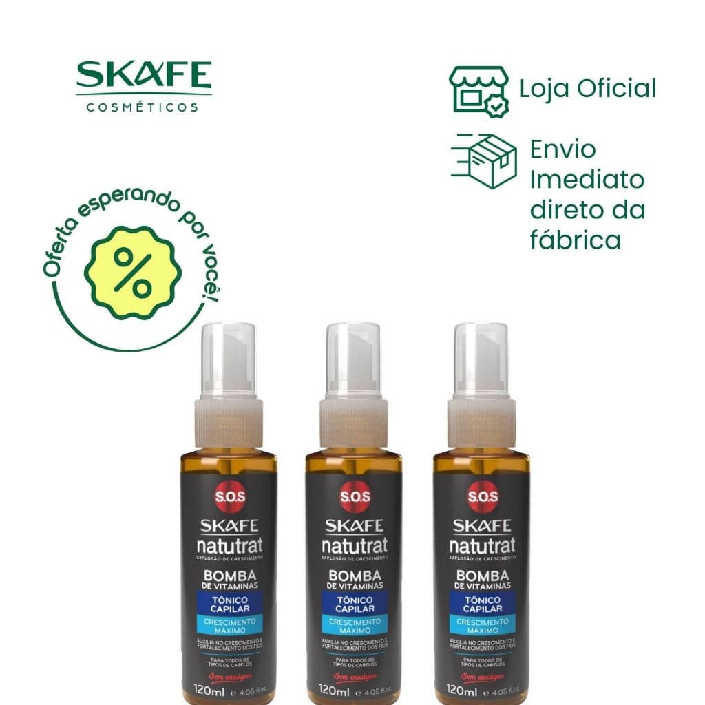 Kit Leve 3  Pague 2 - Tônico Crescimento Máximo Bomba de Vitaminas 120ml