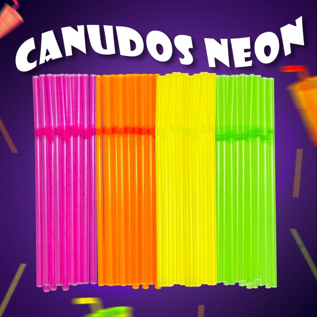 50~100 Canudinhos Neon Flexíveis Brilhante Envio Rápido