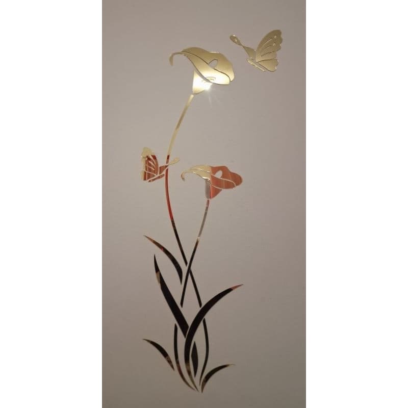 Espelho decorativo floral com borboletas acrílico 2mm.