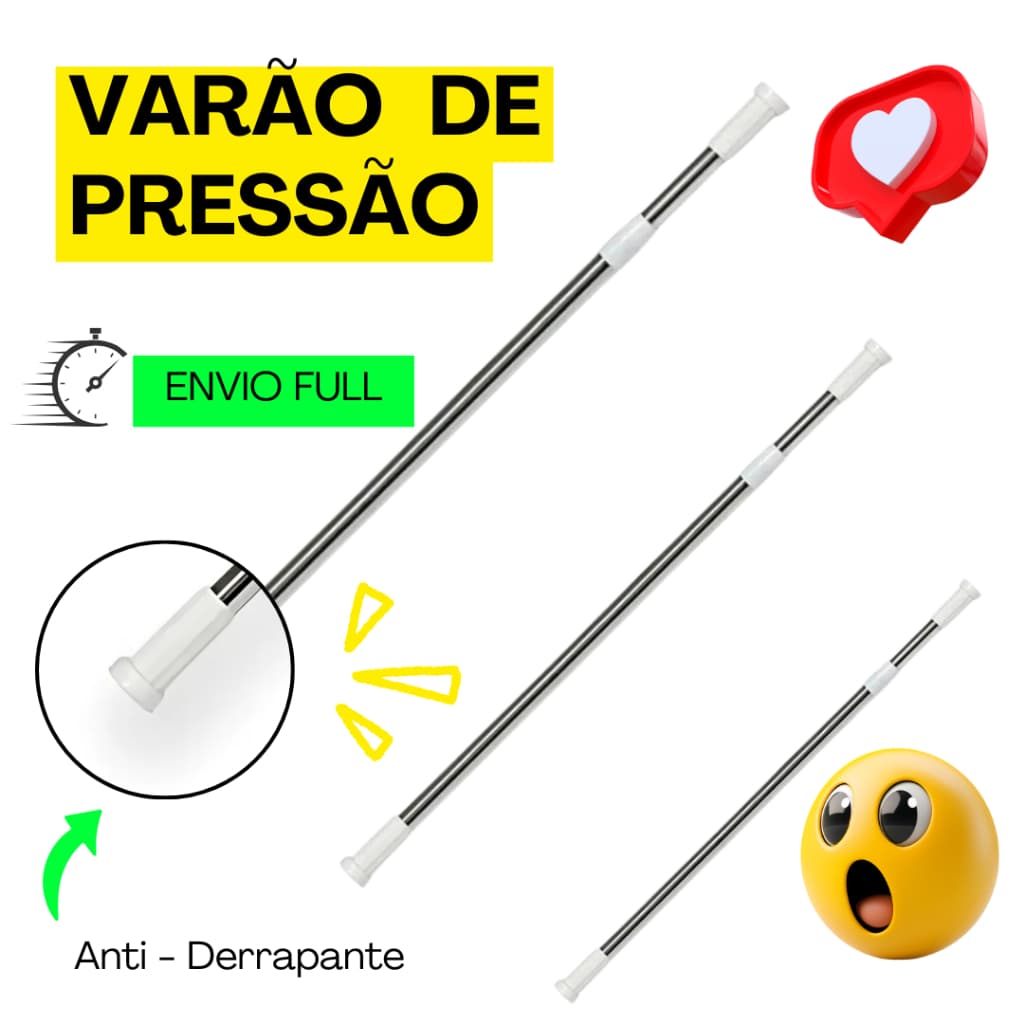 Varão Bastão Universal Extensível Suporte de Cortina Ajustável p/Box, banheiro, provador, Pia Porta, Roupas