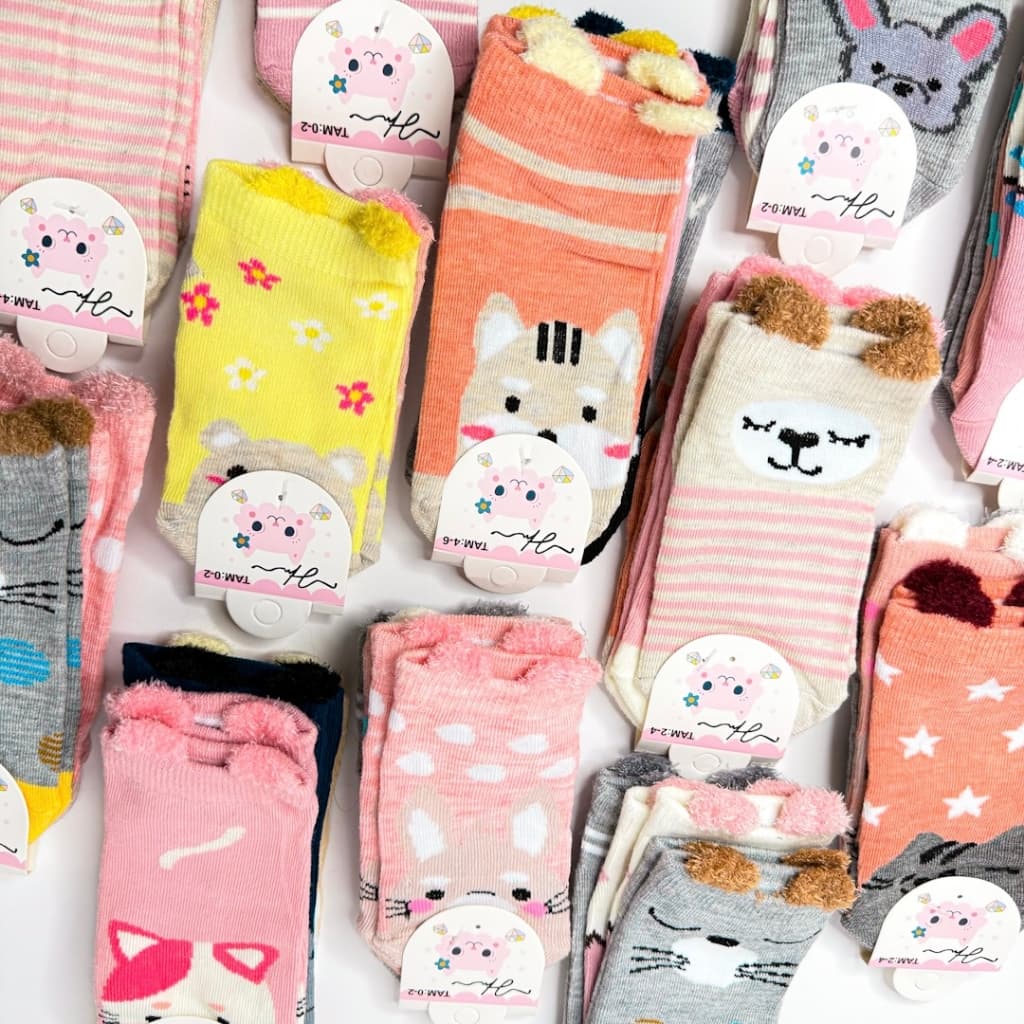 Meia infantil Feminina 12 OU 6, 3 PARES Estampa Bichinho Orelhinha